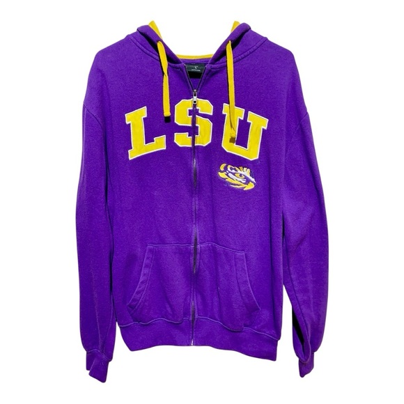 Colosseum Brand LSU Zip Front Hoodie Size Large - Picture 1 of 3